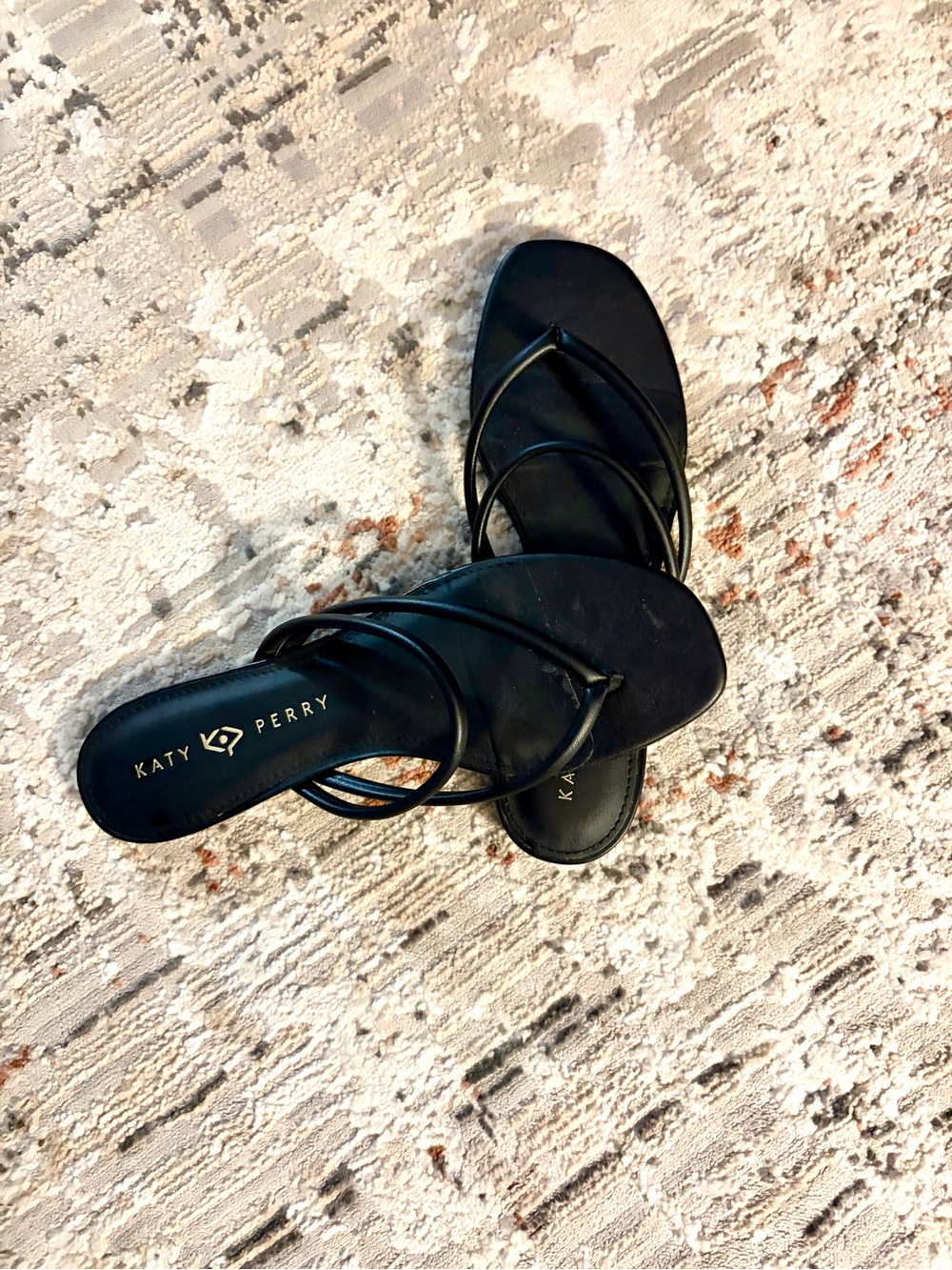 Katy Perry Collections Black Multi-Strap Square Toe Slide Sandals